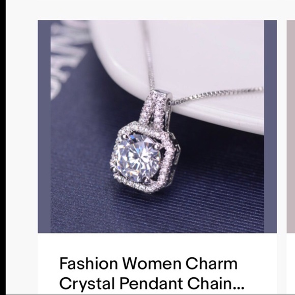 New sterling silver crystal pendant necklace 20” - Picture 6 of 8